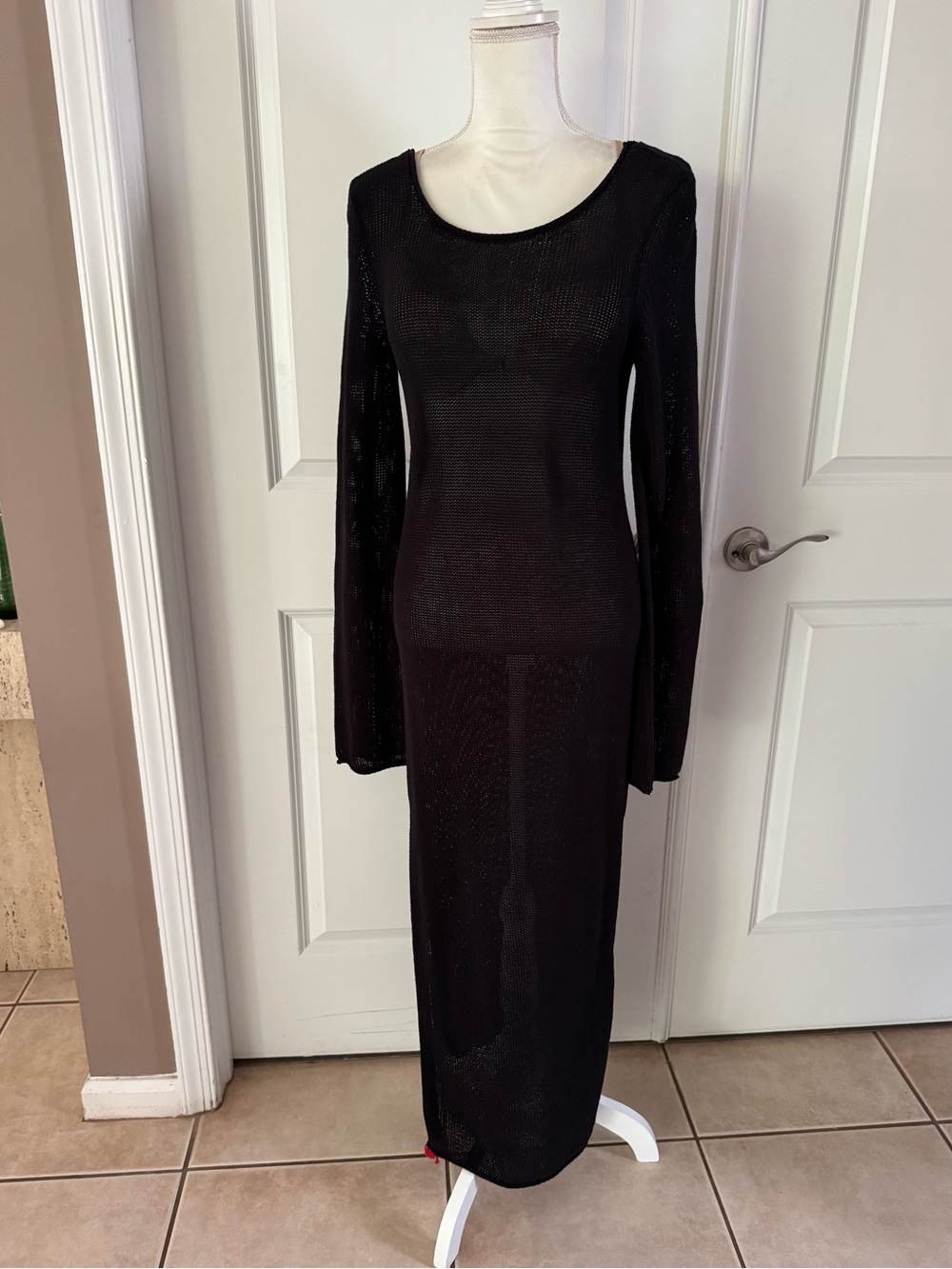 WHITE + WARREN organic cotton tape fluted cover-up dress. Size L. MSRP $369